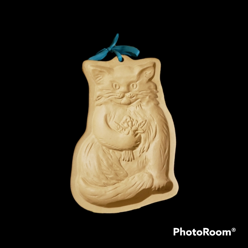 Vintage BROWN BAG COOKIE ART Clay Cat Cookie Mold